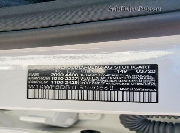 W1KWF8DB1LR590668 2020 MERCEDES-BENZ C White Widok komory silnika