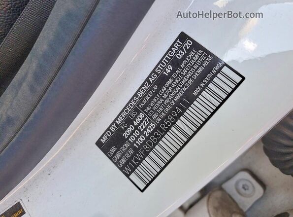 W1KWF8DB3LR589411 2020 MERCEDES-BENZ C Белый Вид наклейки с VIN-кодом
