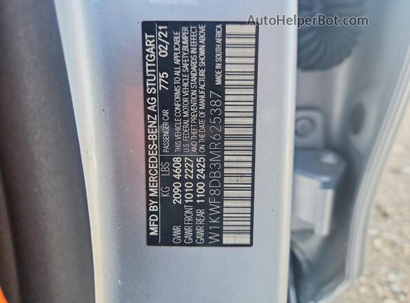 W1KWF8DB3MR625387 2021 MERCEDES-BENZ C Silver VIN sticker view