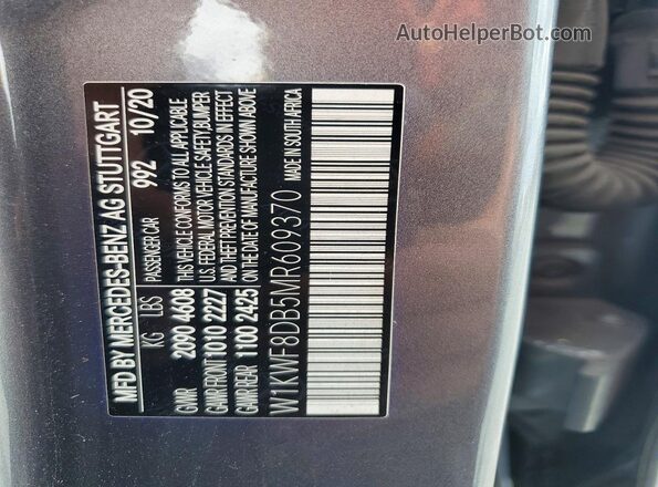 W1KWF8DB5MR609370 2021 MERCEDES-BENZ C Gray Вид підкапотного простору