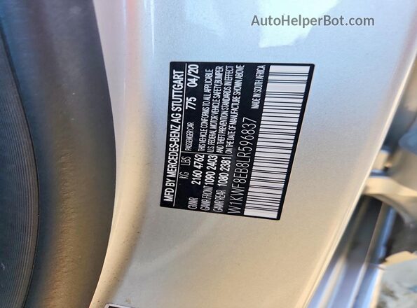 W1KWF8EB8LR596837 2020 MERCEDES-BENZ C Silver Widok naklejki z numerem VIN