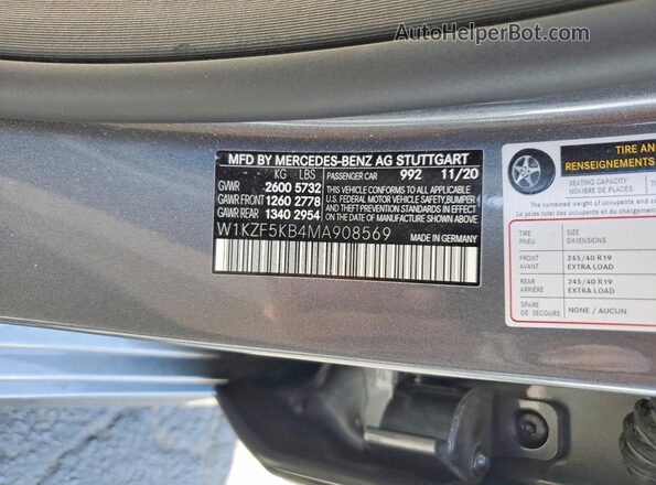 W1KZF5KB4MA908569 2021 MERCEDES-BENZ E Charcoal Vista del compartimento del motor