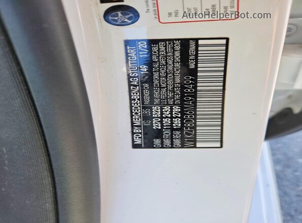 W1KZF8DB6MA918499 2021 MERCEDES-BENZ E White Widok naklejki z numerem VIN