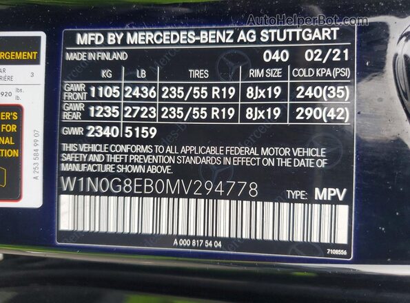 W1N0G8EB0MV294778 2021 MERCEDES-BENZ GLC-CLASS Black Вид підкапотного простору