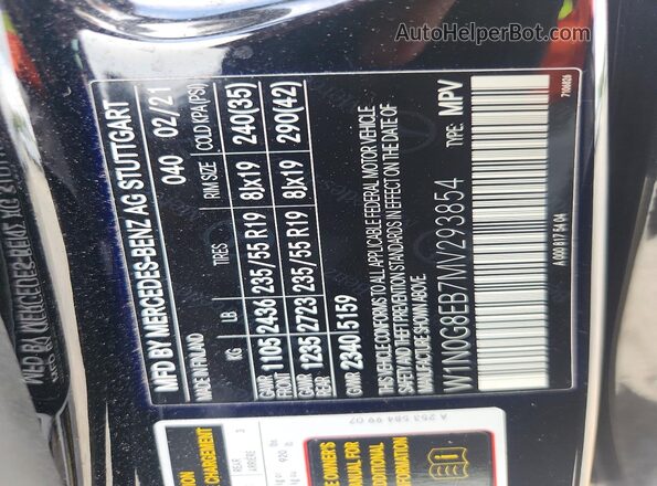 W1N0G8EB7MV293854 2021 MERCEDES-BENZ GLC-CLASS Black Vista de la etiqueta del VIN