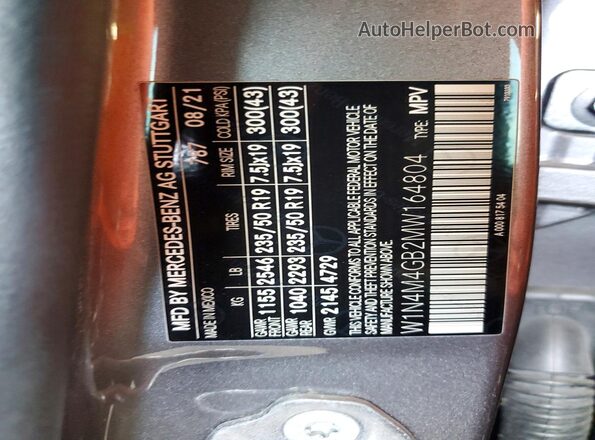 W1N4M4GB2MW164804 2021 MERCEDES-BENZ GLB-CLASS Gray Widok wnętrza 360 stopni