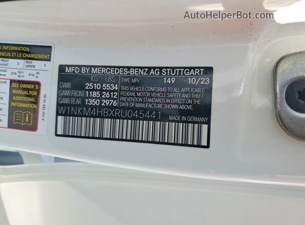 W1NKM4HBXRU045441 2024 MERCEDES-BENZ GLC-CLASS Белый Вид наклейки с VIN-кодом