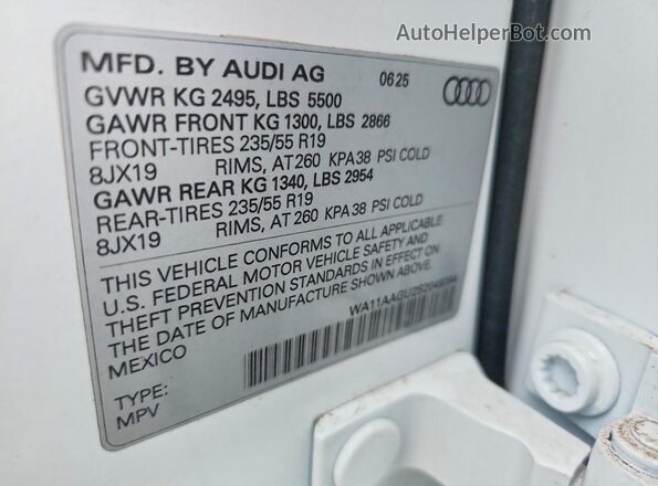 WA11AAGU2S2049394 2025 AUDI Q5 Белый Вид подкапотного пространства