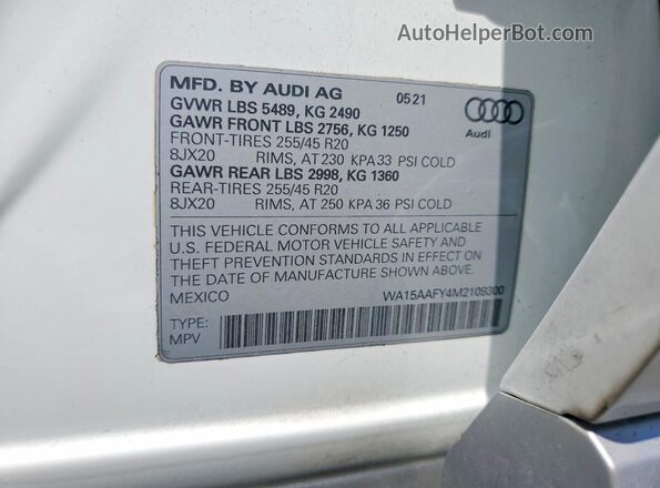 WA15AAFY4M2109300 2021 AUDI Q5 White Widok komory silnika