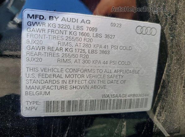 WA15AAGE4RB036344 2024 AUDI Q8 Black Widok naklejki z numerem VIN