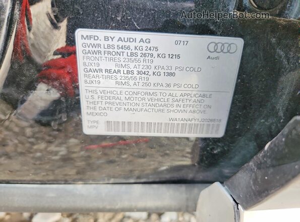 WA1ANAFY1J2026518 2018 AUDI Q5 Black Engine compartment view