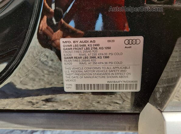 WA1BAAFY7M2009095 2021 AUDI Q5 Черный Вид наклейки с VIN-кодом