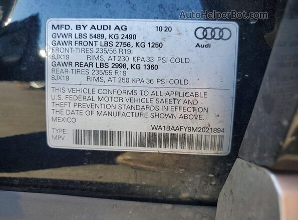 WA1BAAFY9M2021894 2021 AUDI Q5 Black Вид підкапотного простору