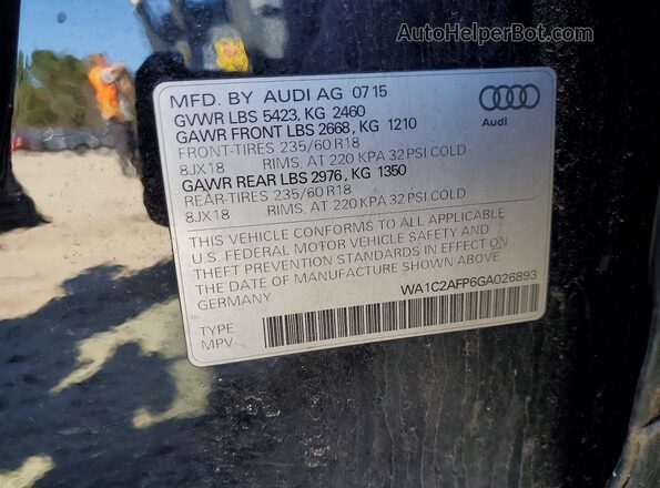 WA1C2AFP6GA026893 2016 AUDI Q5 Blue Widok naklejki z numerem VIN