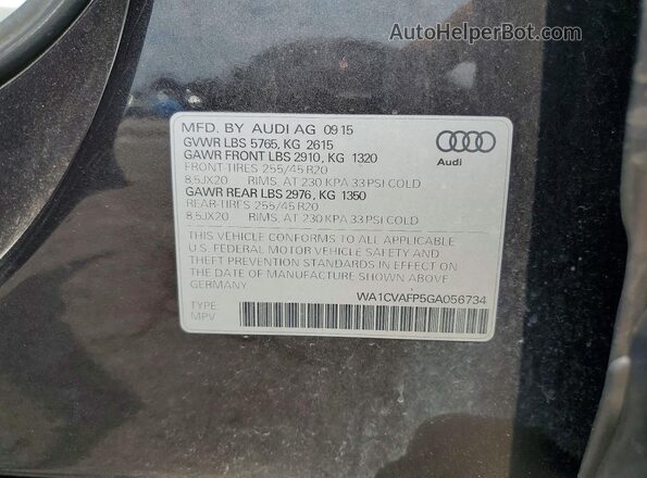 WA1CVAFP5GA056734 2016 AUDI Q5 Gray Widok komory silnika