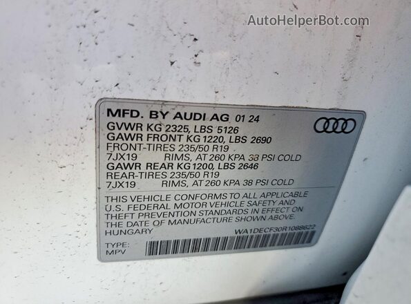 WA1DECF30R1088622 2024 AUDI Q3 White Շարժիչի բաժամունքի տեսք