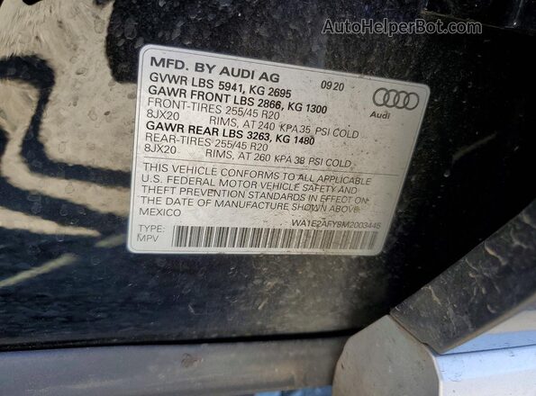WA1E2AFY8M2003445 2021 AUDI Q5 Черный Вид подкапотного пространства