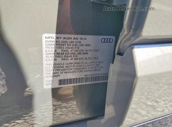WA1EECF37R1200840 2024 AUDI Q3 Gray VIN կոդի պիտակի տեսք
