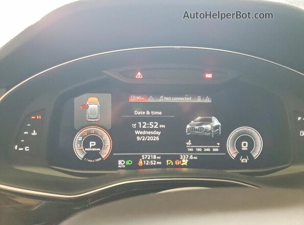 WA1EVAF17KD012696 2019 AUDI Q8 Charcoal Вид щитка приладів