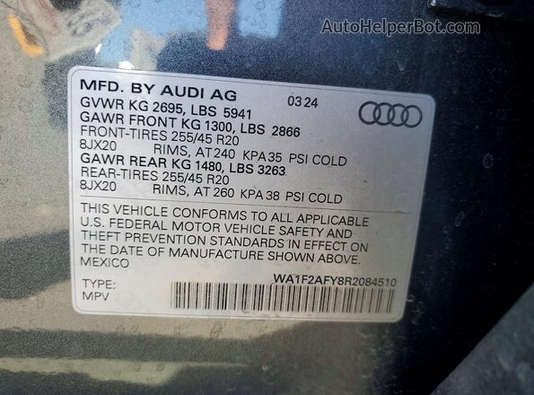 WA1F2AFY8R2084510 2024 AUDI Q5 Серый Вид наклейки с VIN-кодом