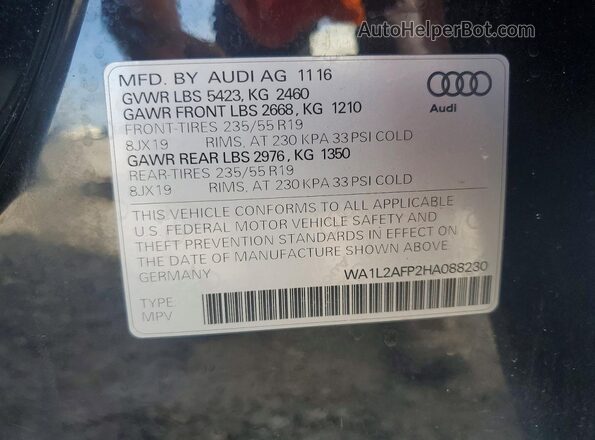 WA1L2AFP2HA088230 2017 AUDI Q5 Black Вид наклейки з VIN-кодом