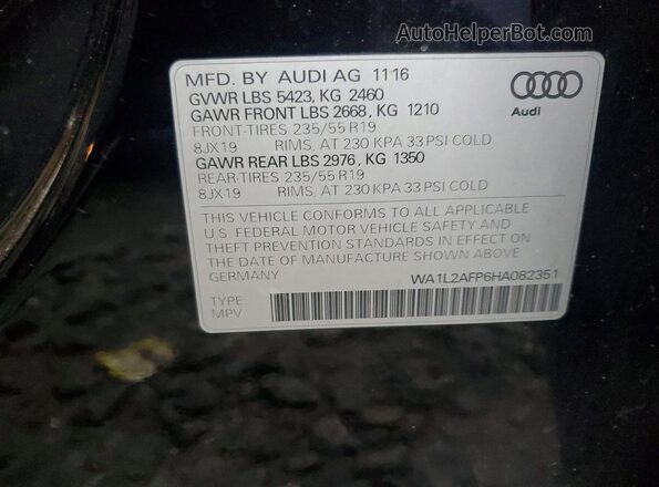 WA1L2AFP6HA082351 2017 AUDI Q5 Black Вид підкапотного простору