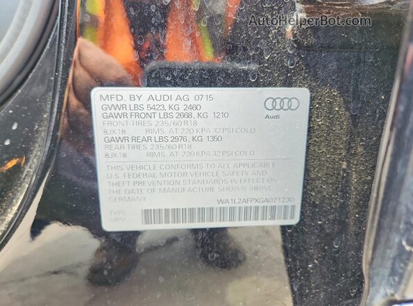 WA1L2AFPXGA021230 2016 AUDI Q5 Black 360 interior view