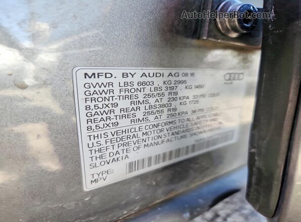 WA1LAAF77HD026193 2017 AUDI Q7 Gray Widok naklejki z numerem VIN