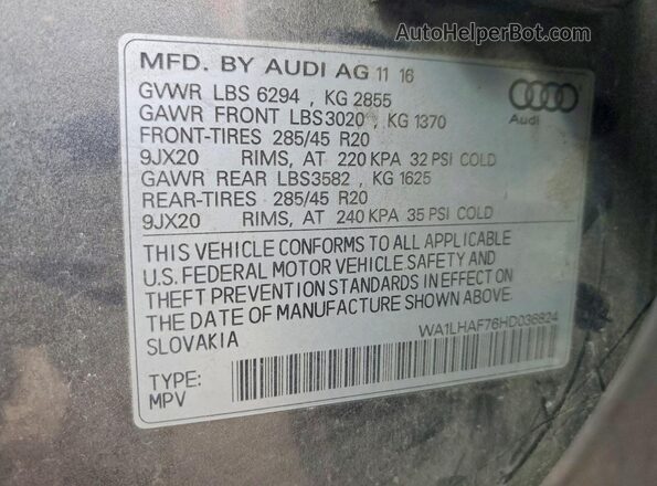 WA1LHAF76HD036824 2017 AUDI Q7 Gray 360 interior view