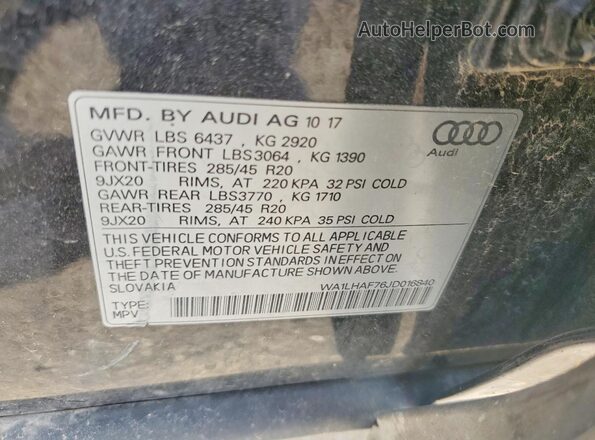 WA1LHAF76JD016840 2018 AUDI Q7 Black Widok naklejki z numerem VIN