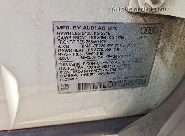 WA1LHAF79KD025811 2019 AUDI Q7 Белый Вид наклейки с VIN-кодом