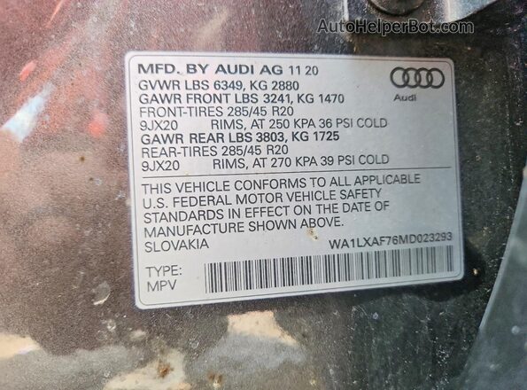 WA1LXAF76MD023293 2021 AUDI Q7 Gray Панорамний вид салону 360°