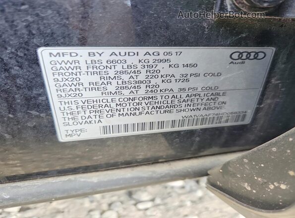 WA1VAAF74HD058334 2017 AUDI Q7 Black VIN sticker view