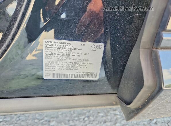 WA1VABGE5MB038148 2021 AUDI E-TRON Black Սալոնի 360 աստիճան տեսք