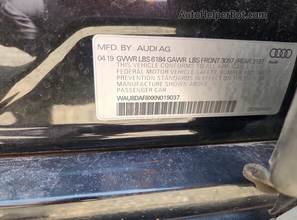 WAU8DAF8XKN019037 2019 AUDI A8 Черный Вид подкапотного пространства