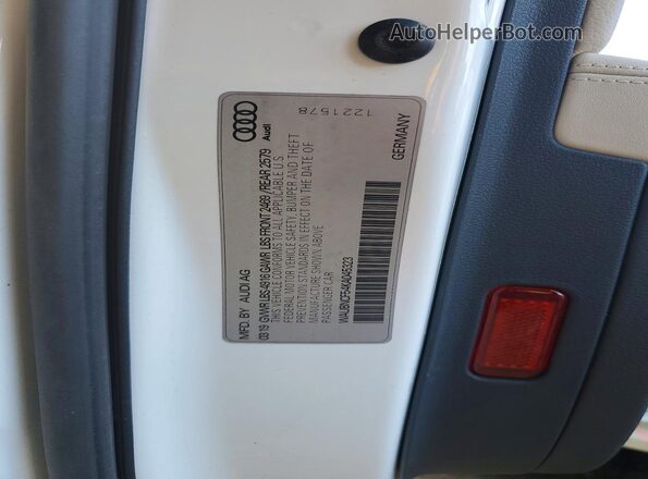 WAUBNCF54KA045323 2019 AUDI A5 White Widok komory silnika