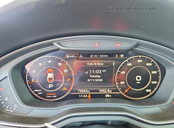 WAUBNCF57KA093687 2019 AUDI A5 White Вид щитка приладів
