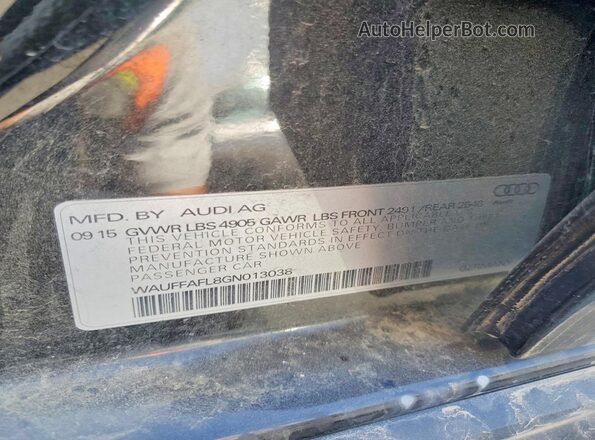 WAUFFAFL8GN013038 2016 AUDI A4 Black VIN կոդի պիտակի տեսք