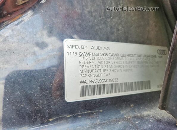 WAUFFAFL9GN018832 2016 AUDI A4 Черный Вид наклейки с VIN-кодом