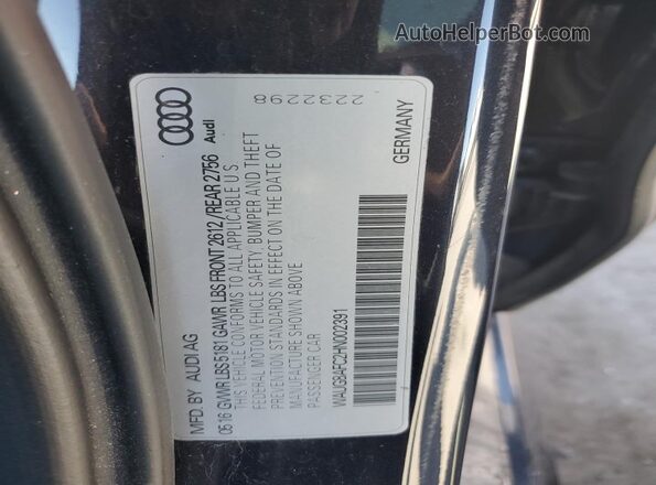 WAUG8AFC2HN002391 2017 AUDI A6 Charcoal Вид підкапотного простору