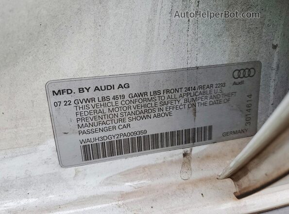 WAUH3DGY2PA009359 2023 AUDI S3 Белый Вид подкапотного пространства