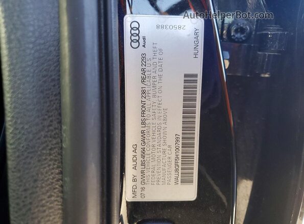 WAUJ8GFF5H1007997 2017 AUDI A3 Черный Вид наклейки с VIN-кодом