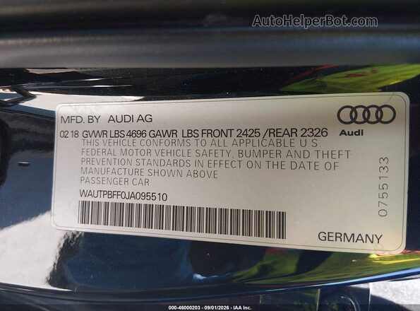 WAUTPBFF0JA095510 2018 AUDI A3 White Շարժիչի բաժամունքի տեսք