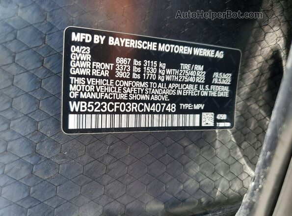 WB523CF03RCN40748 2024 BMW IX Black VIN կոդի պիտակի տեսք
