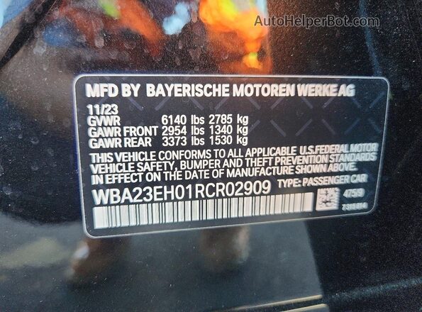 WBA23EH01RCR02909 2024 BMW 7 SERIES Black Vista de la etiqueta del VIN