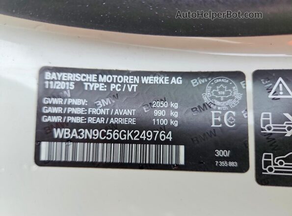 WBA3N9C56GK249764 2016 BMW 4 SERIES White Vista del compartimento del motor