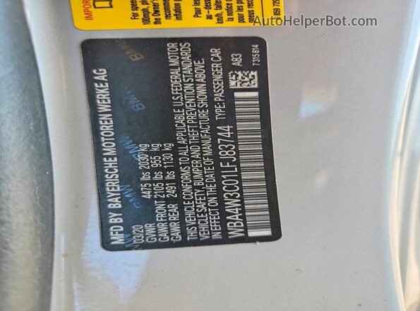 WBA4W3C01LFJ83744 2020 BMW 4 SERIES Silver ძრავის განყოფილების ხედი