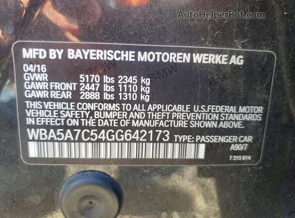 WBA5A7C54GG642173 2016 BMW 5 SERIES Charcoal Engine compartment view