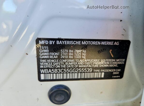 WBA5B3C55GG255539 2016 BMW 5 SERIES White Вид підкапотного простору