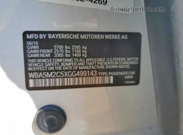 WBA5M2C5XGG499143 2016 BMW 5 SERIES White ძრავის განყოფილების ხედი